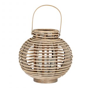 Large Round Willow Lantern With Glass Holder 4