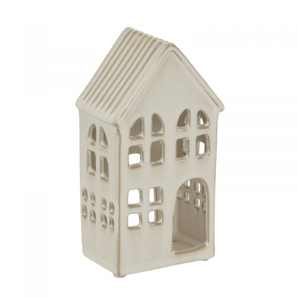 Large White Ceramic House Tea Light Holder 2