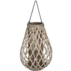 Large Wicker Bulbous Lantern 3