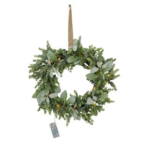 Led Winter Wreath With Eucalyptus And Lambs Ear 5