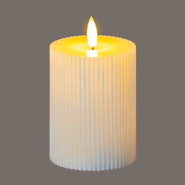 Luxe Collection Natural Glow 3x4 Textured Ribbed Led Candle 4