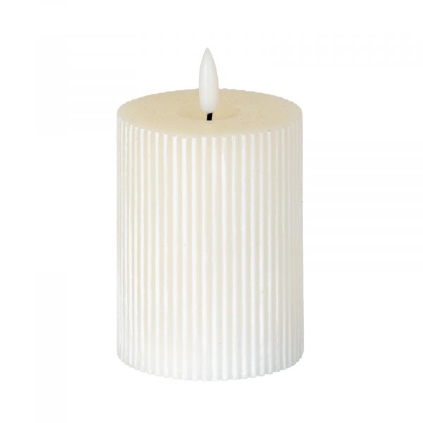 Luxe Collection Natural Glow 3x4 Textured Ribbed Led Candle 5