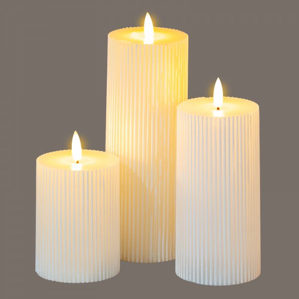 Luxe Collection Natural Glow 3x6 Textured Ribbed Led Candle 2