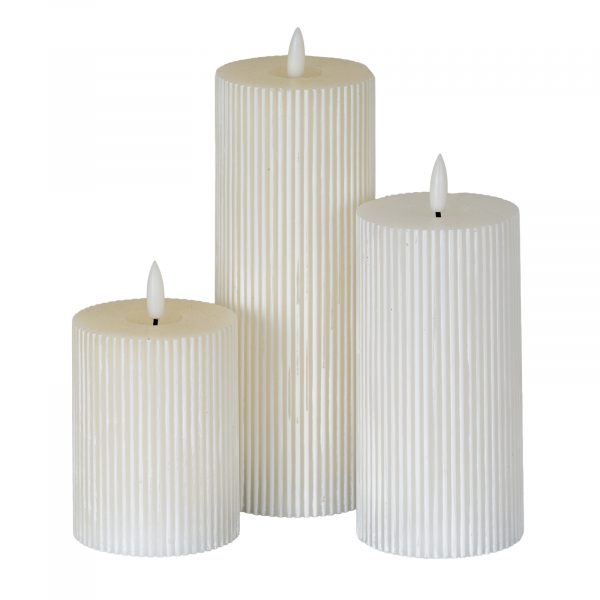 Luxe Collection Natural Glow 3x6 Textured Ribbed Led Candle 3