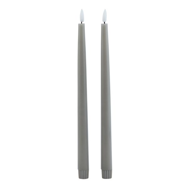Luxe Collection S 2 Grey Led Wax Dinner Candles 3