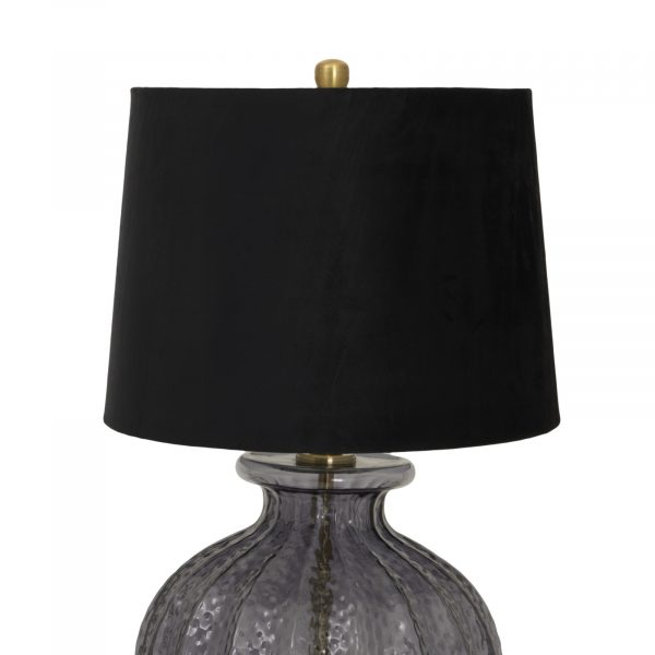 Luxton Glass Fluted Lamp With Black Velvet Shade 2