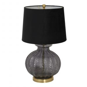 Luxton Glass Fluted Lamp With Black Velvet Shade 4