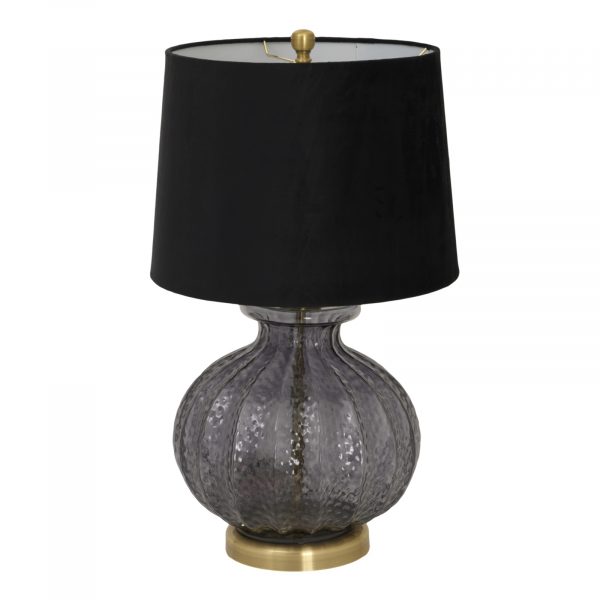 Luxton Glass Fluted Lamp With Black Velvet Shade 4