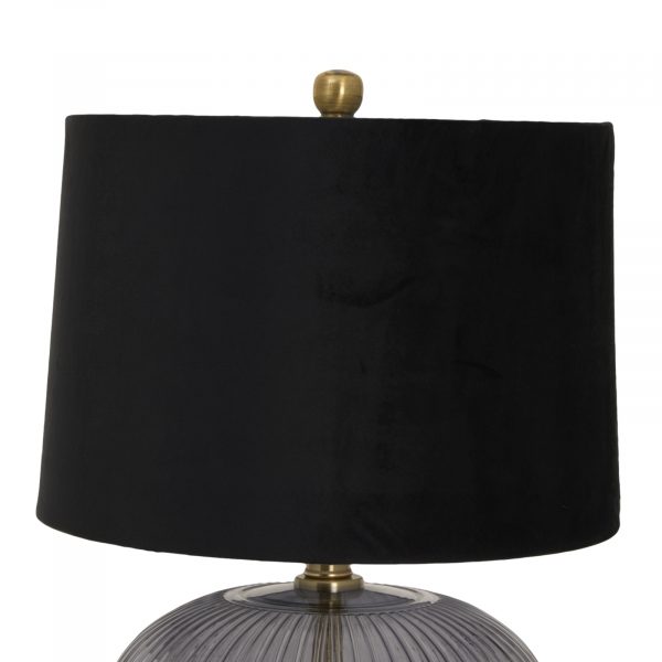 Luxton Glass Ribbed Lamp With Black Velvet Shade 3