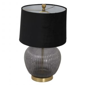 Luxton Glass Ribbed Lamp With Black Velvet Shade 4