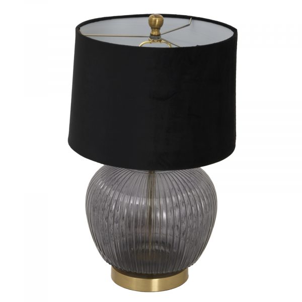 Luxton Glass Ribbed Lamp With Black Velvet Shade 4