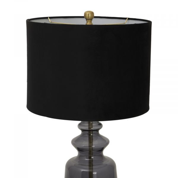 Luxton Glass Urn Lamp With Black Velvet Shade 3