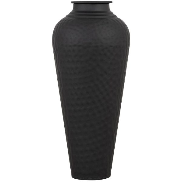 Matt Black Hammered Vase With Lid 2