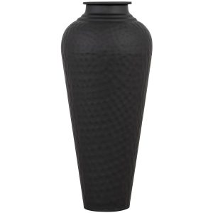 Matt Black Hammered Vase With Lid 4