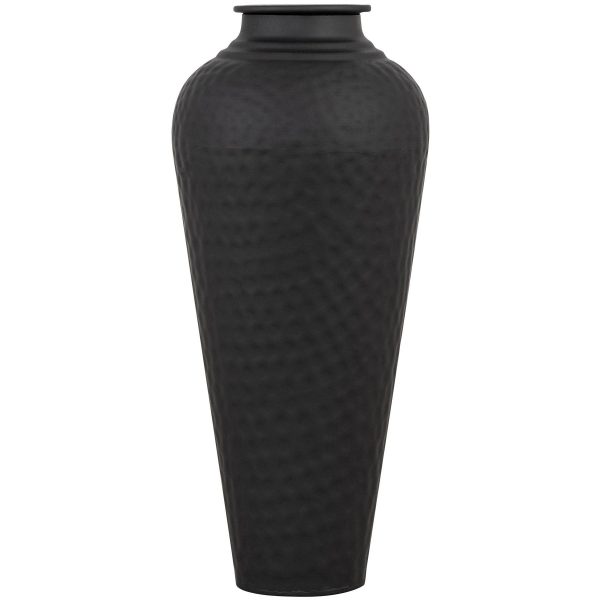 Matt Black Hammered Vase With Lid 4
