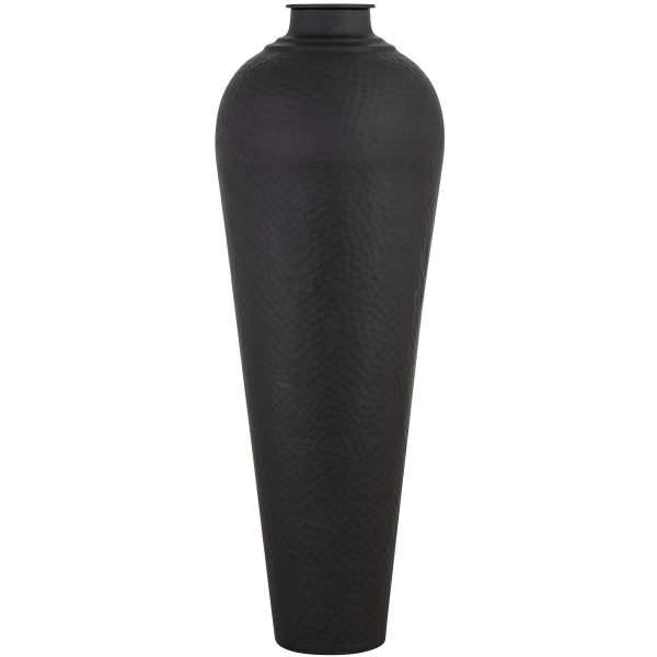 Matt Black Large Hammered Vase With Lid 2