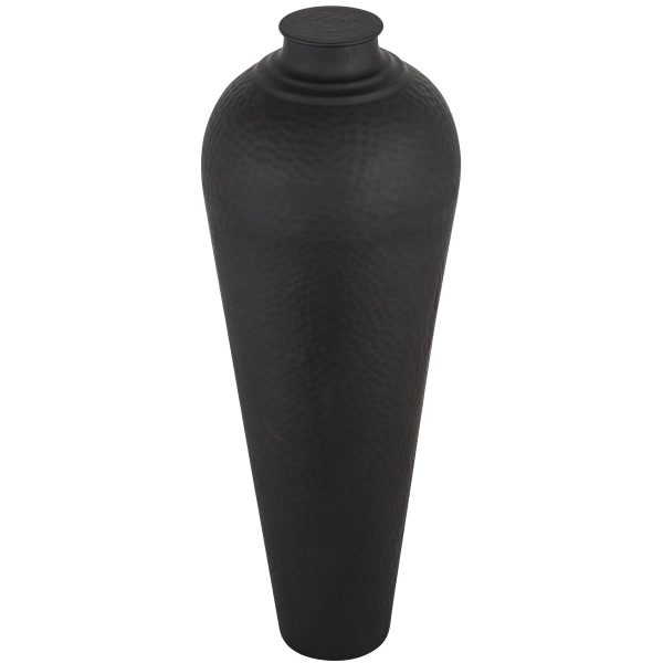 Matt Black Large Hammered Vase With Lid 3