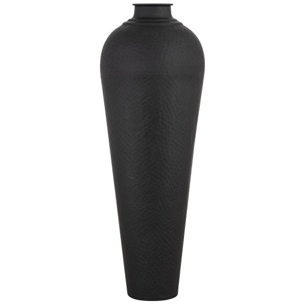 Matt Black Large Hammered Vase With Lid 4