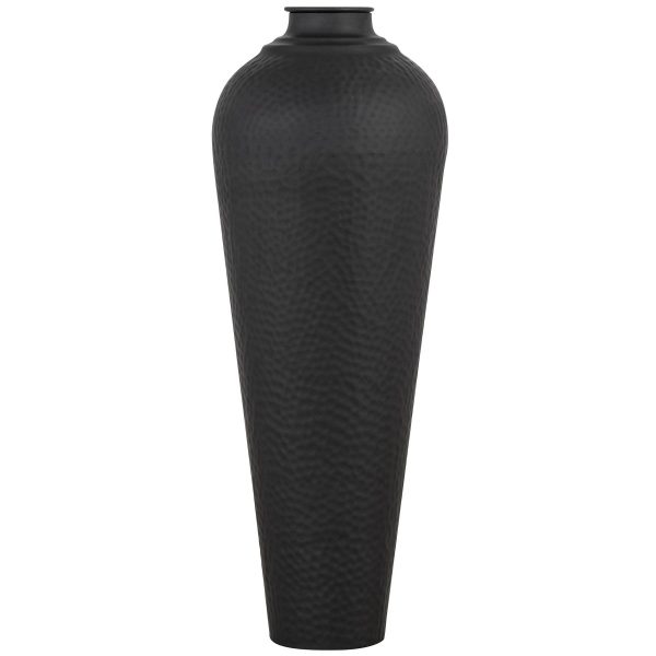 Matt Black Medium Hammered Vase With Lid 2