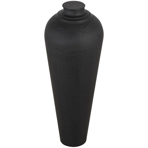 Matt Black Medium Hammered Vase With Lid 3