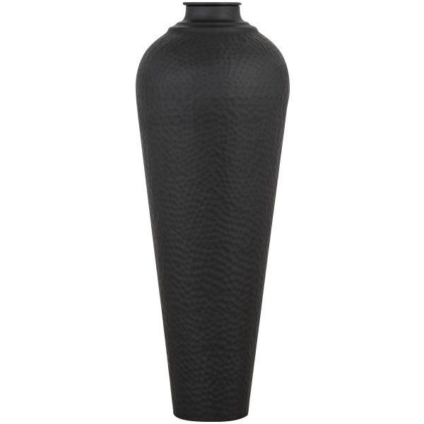 Matt Black Medium Hammered Vase With Lid 4