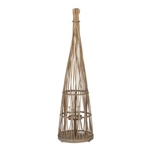 Medium Conical Wicker Lantern With Glass Holder Led Lights 5