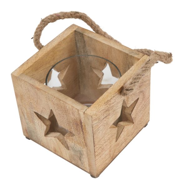 Natural Wooden Star Tealight Candle Holder 2