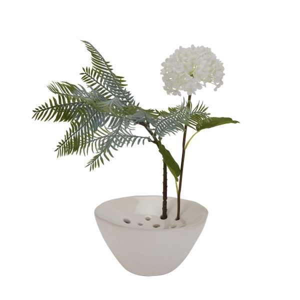 Off White Ceramic Flower Frog 2
