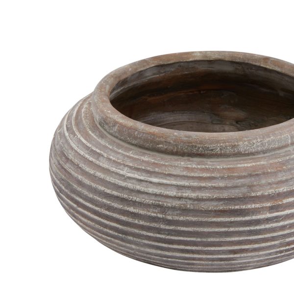 Siena Brown Round Ribbed Planter 2