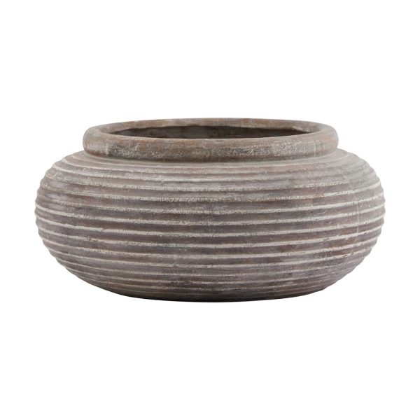Siena Brown Round Ribbed Planter 3
