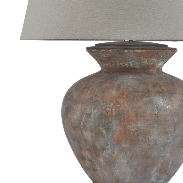 Siena Brown Round Table Lamp With Linen Shade 4