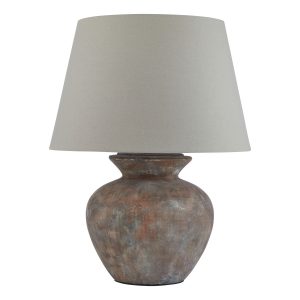 Siena Brown Round Table Lamp With Linen Shade 5