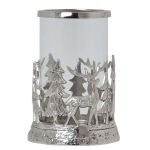 Silver Stag Scene Hurricane Lantern 5