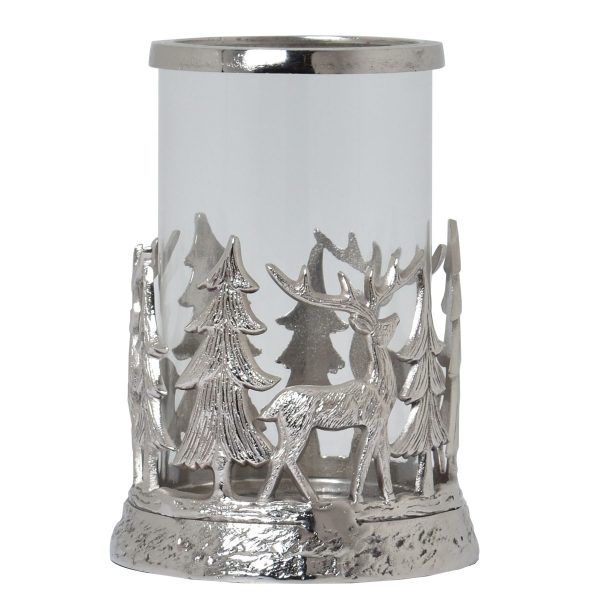 Silver Stag Scene Hurricane Lantern 5