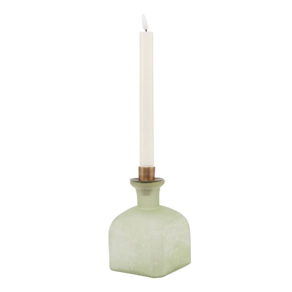 Smoked Sage And Aged Brass Candle Holder Vase 4