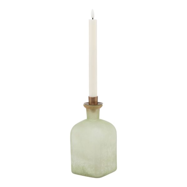 Smoked Sage And Aged Brass Large Candle Holder Vase 4