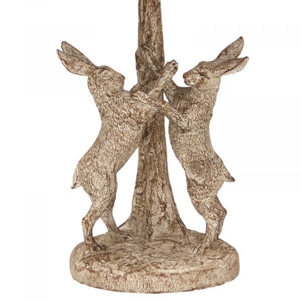 Stonewashed Marching Hares Lamp With Linen Shade 2