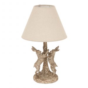 Stonewashed Marching Hares Lamp With Linen Shade 3