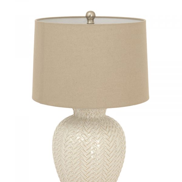 Twill Weave Ceramic Table Lamp With Linen Shade 3