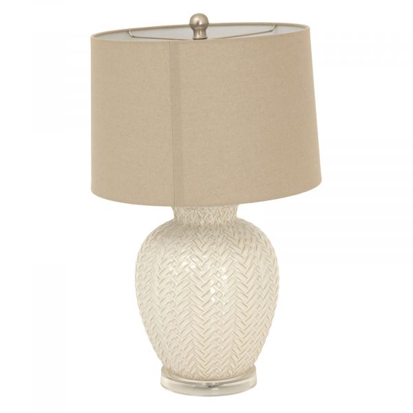 Twill Weave Ceramic Table Lamp With Linen Shade 5