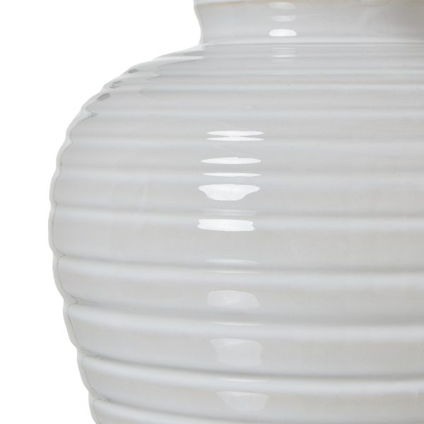 White Ceramic Pot Lamp With Linen Shade 2
