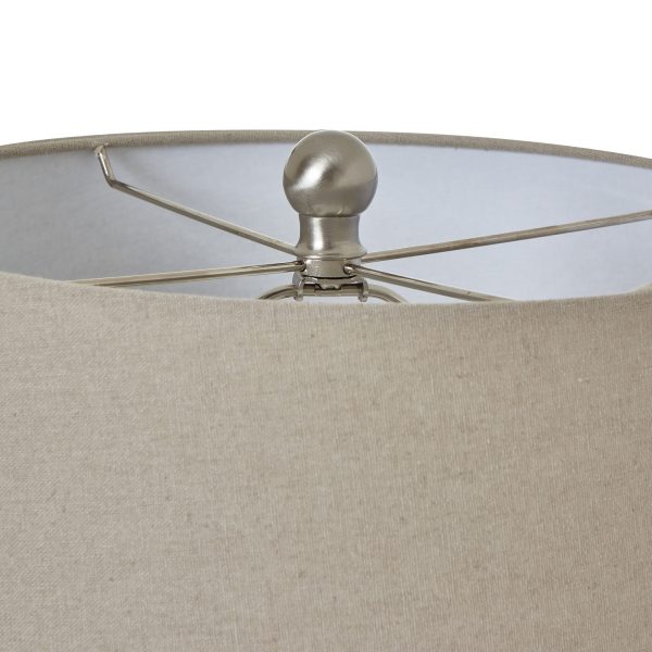White Ceramic Pot Lamp With Linen Shade 3