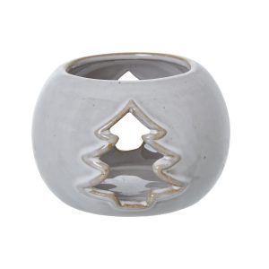 White Ceramic Tree Cut Out Round Tealight Holder 2