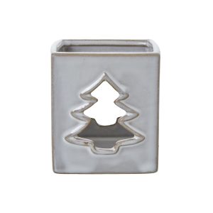 White Ceramic Tree Cut Out Square Tealight Holder 3