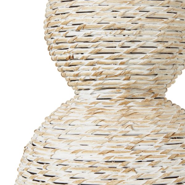 White Wash Wicker Globe Table Lamp With Linen Shade 2
